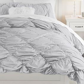 Ruched Diamond Organic Duvet Cover