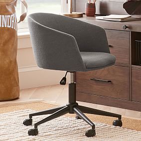 Classic Plain Weave Scoop Swivel Desk Chair - Charcoal