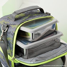 Gear-Up Dot Camo Gray Neon Dual Compartment Lunch Bag