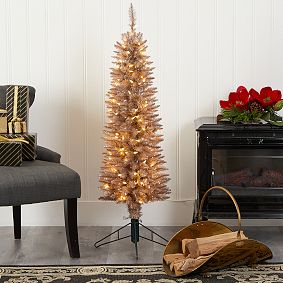 Champagne Pencil Faux Christmas Tree - 4'