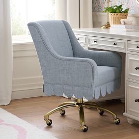 Scalloped Fringe Swivel Desk Chair
