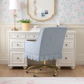 Scalloped Fringe Swivel Desk Chair
