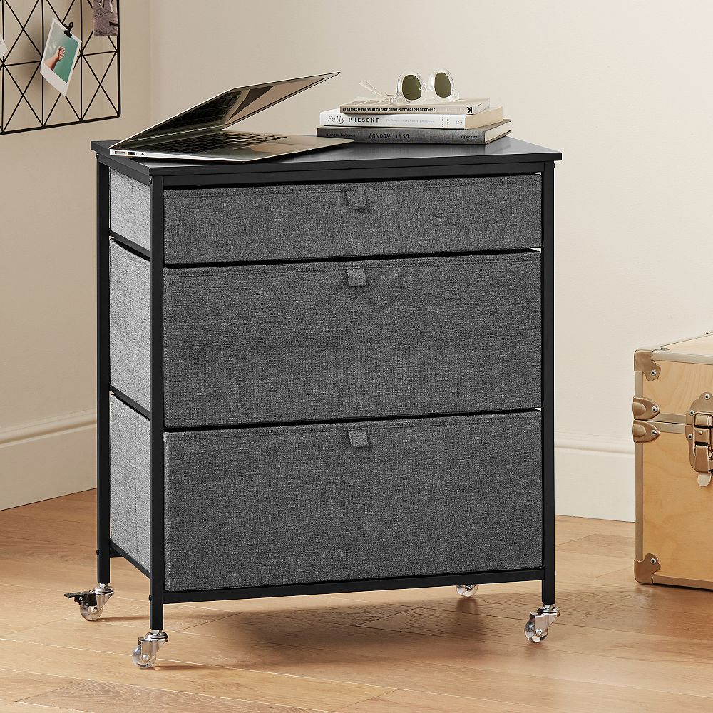 Rolling 3-Drawer Wide Cart