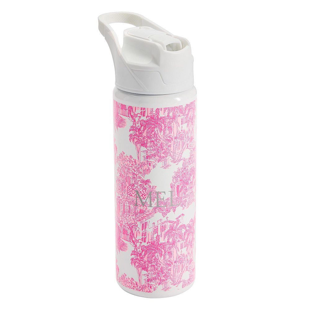 Colby Lilly Pulitzer Quilted Pink Toile Flip Straw Water Bottle
