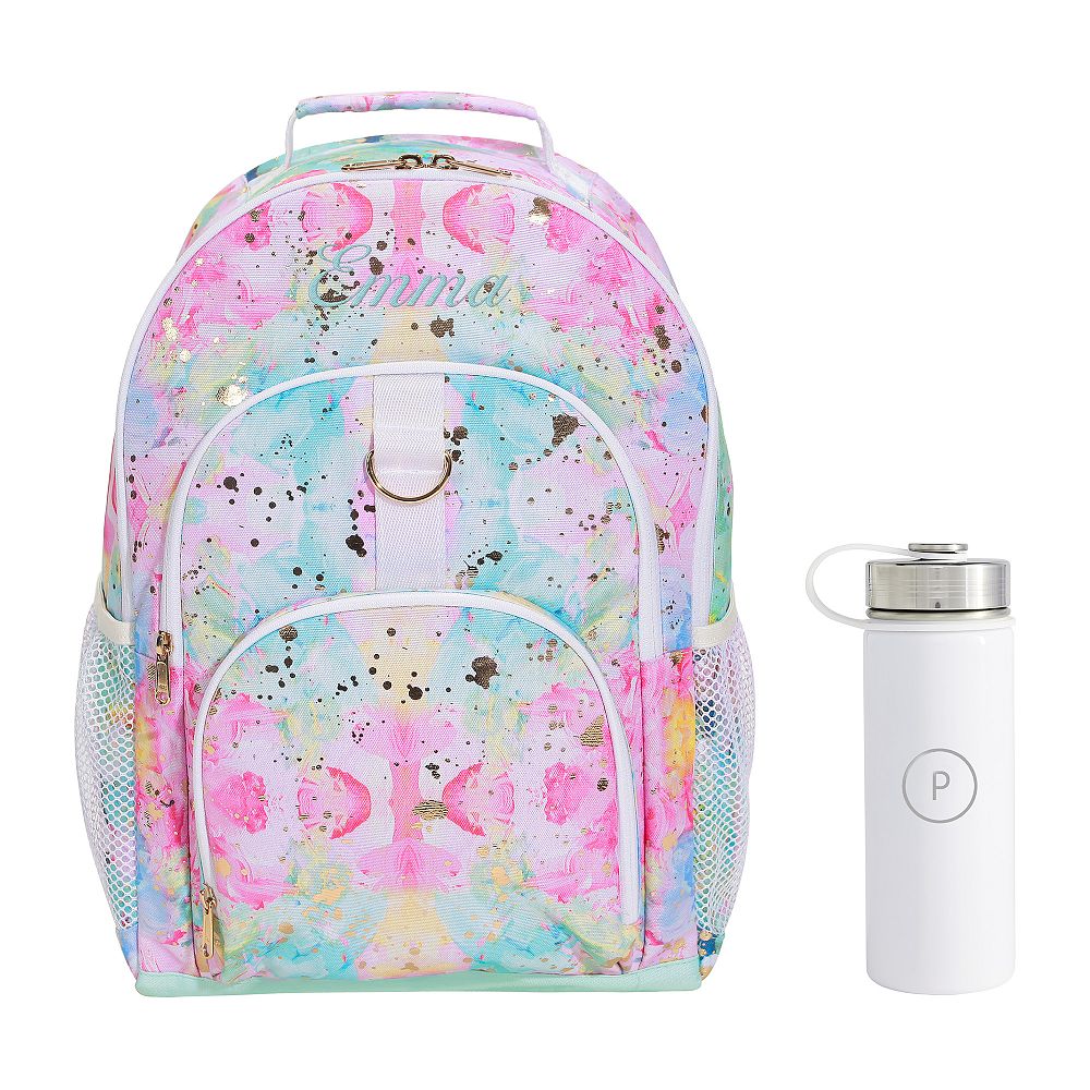 Gear-Up Dreamscape Gold Metallic Backpack &amp; Water Bottle Bundle