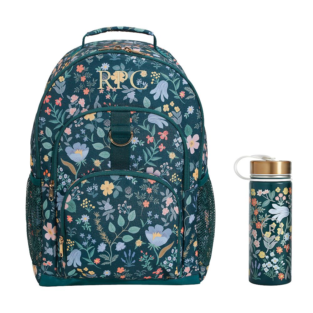 Gear-Up Rifle Paper Co. Bramble Fields Evergreen Backpack &amp; Water Bottle Bundle
