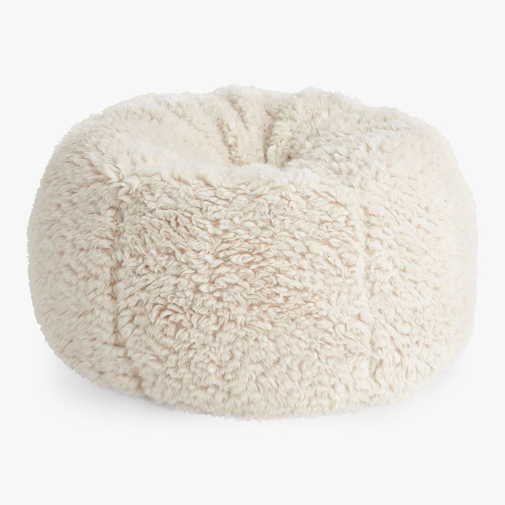 Jumbo Sherpa Natural Bean Bag Chair Slipcover Only