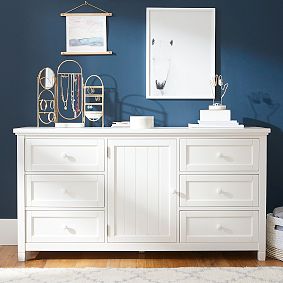 Beadboard 6-Drawer Wide Dresser (63.5w x 19d&quot;)