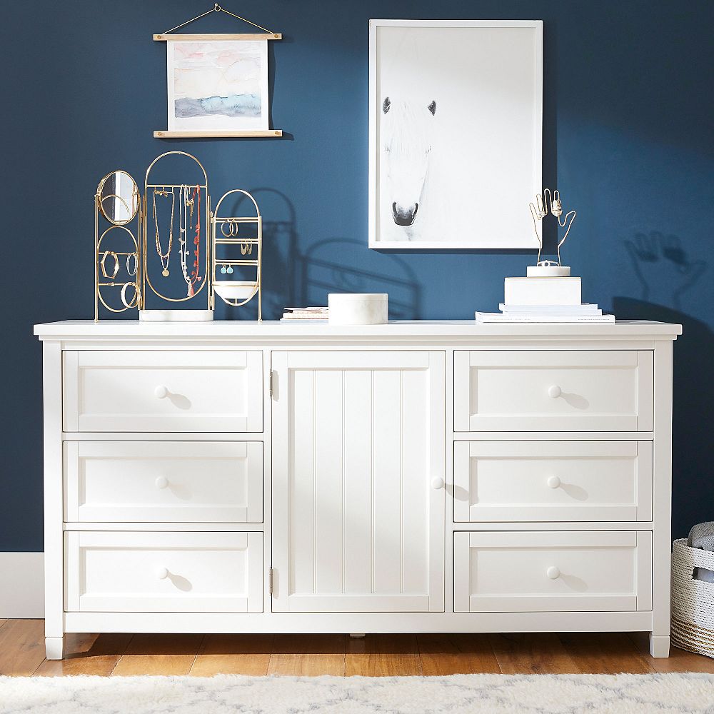 Beadboard 6-Drawer Wide Dresser (63.5w x 19d&quot;)