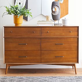 west elm x pbt Mid-Century Headboard Storage Bed &amp; 6-Drawer Dresser Set