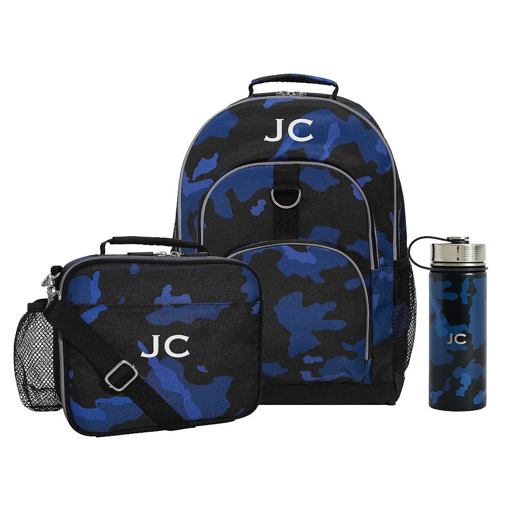 Gear-Up Blue Navy Camo Backpack and Cold Pack Lunch Box Bundle, Set of 3
