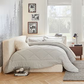 Cushy Upholstered Platform Corner Bed