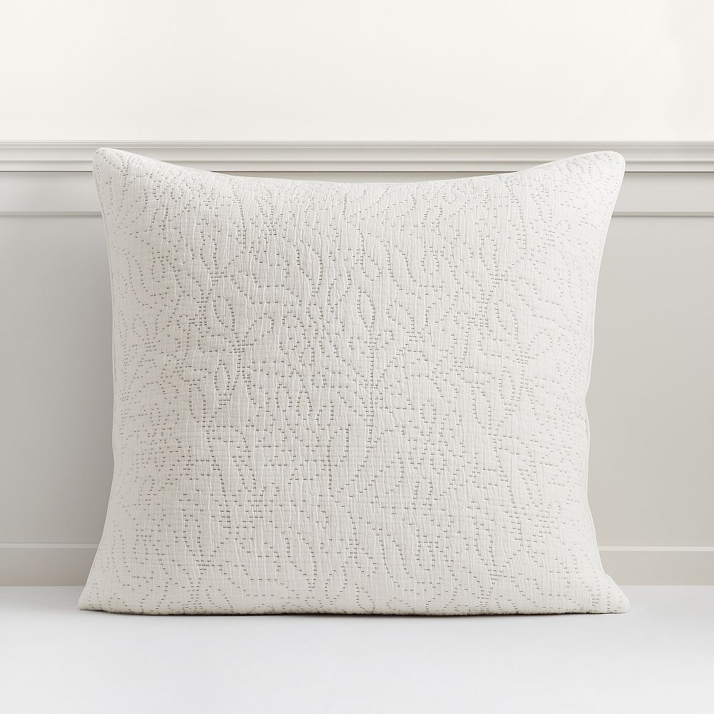 Pick-Stitch Floral Matelasse Euro Pillow Cover