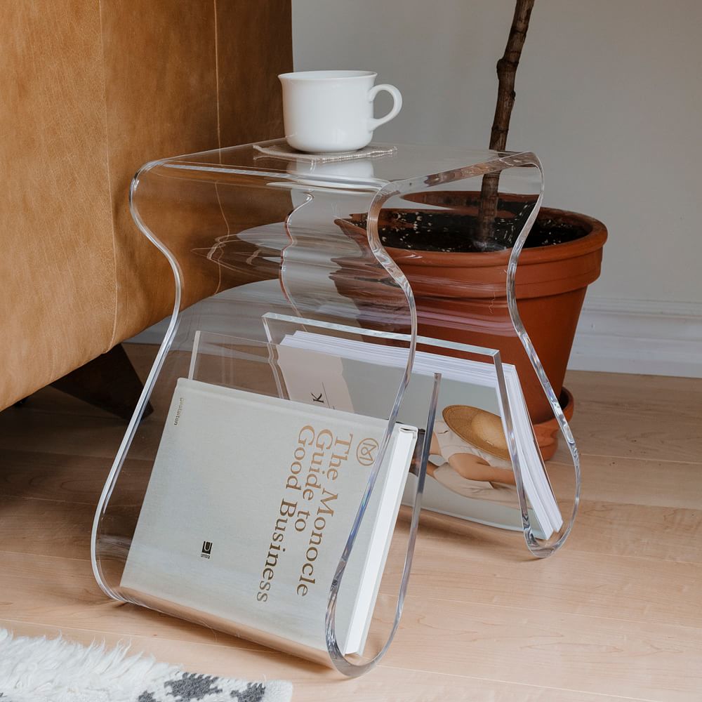 Acrylic Side Table w/ Storage (16.5&quot;)