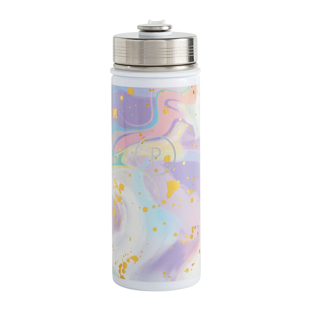 Color Flow Metallic Watercolor Tie-Dye Slim Water Bottle