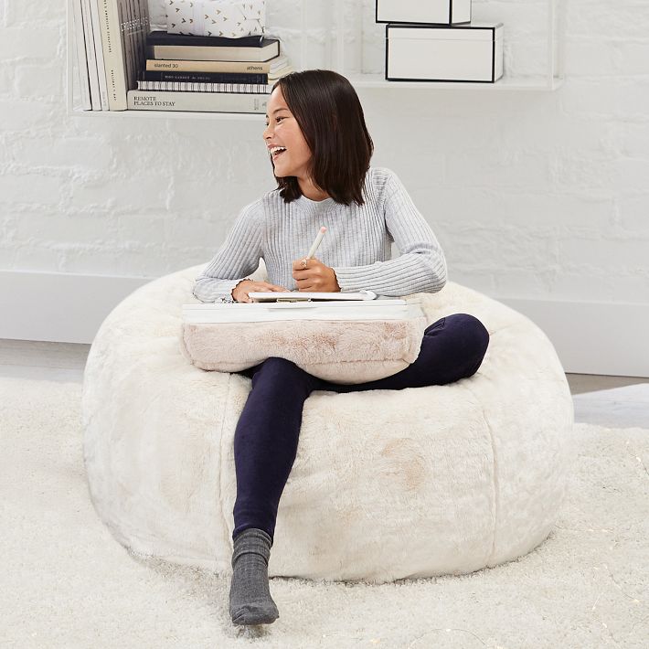 Polar Bear Faux Fur Ivory Bean Bag Chair Pottery Barn Teen
