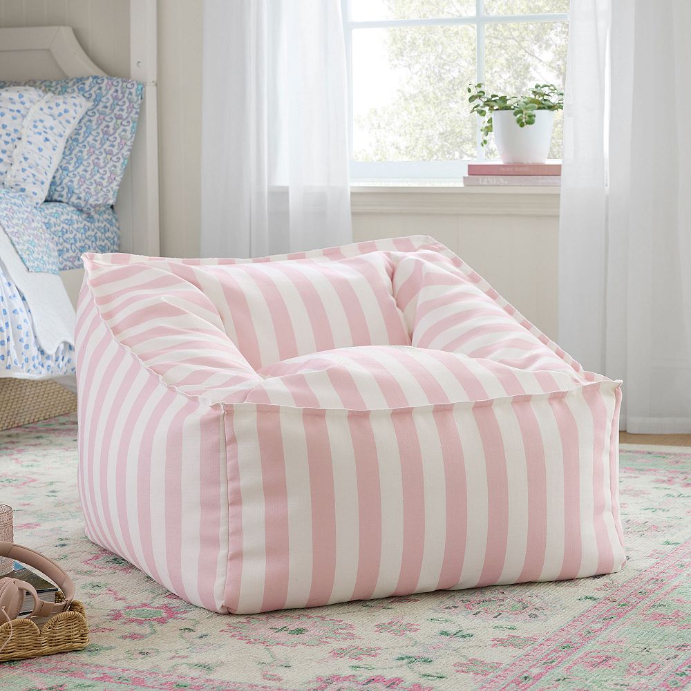 Cabana Stripe Mauve Chalk Modern Bean Bag Lounger