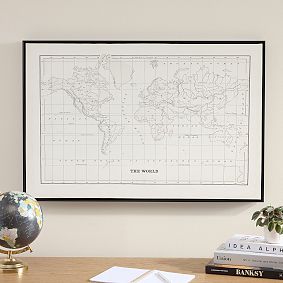 World Map Framed Canvas