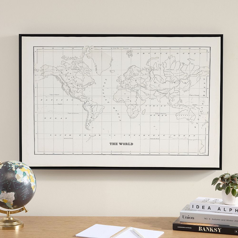 World Map Framed Canvas
