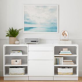 Bowen Triple Mixed Shelves Low Bookcase (63&quot;)