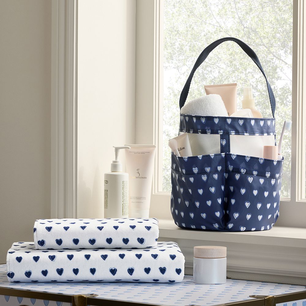 Roller Rabbit Heart Towels &amp; Shower Caddy Set