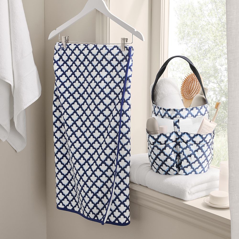 Roller Rabbit Jena Trellis Shower Caddy &amp; Bath Wrap Set