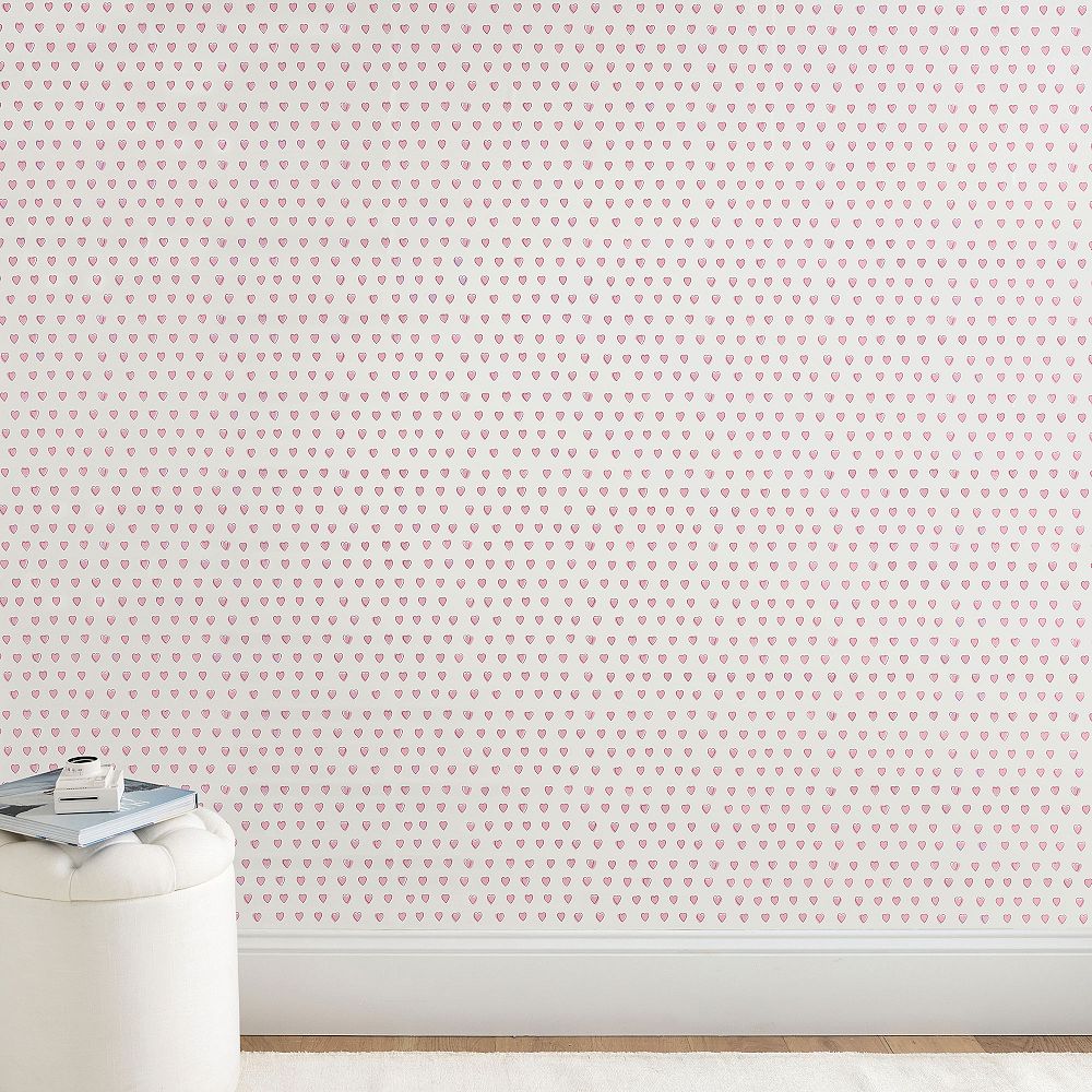 Roller Rabbit Pink Hearts Wallpaper Samples