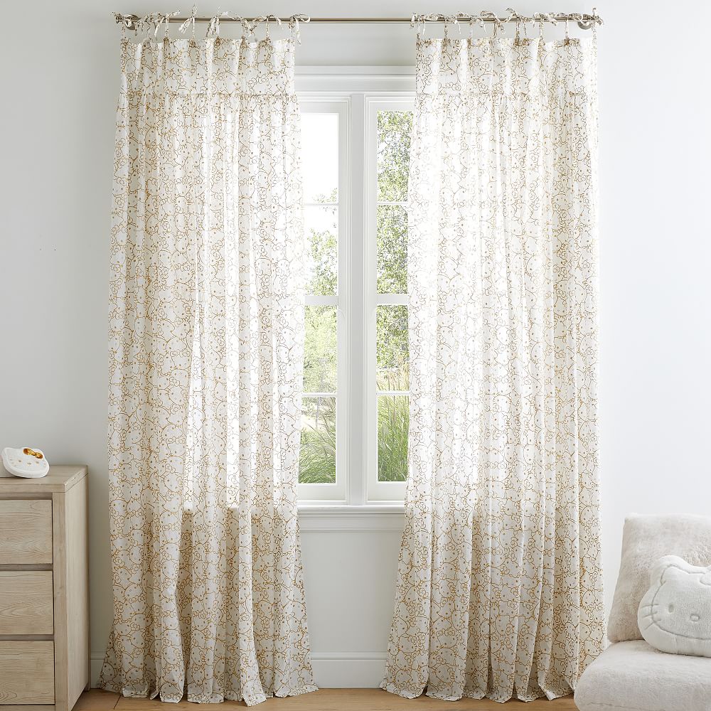 Hello Kitty&#174; Metallic Tie-Top Sheer Curtain