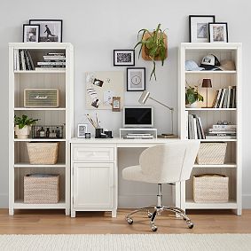 Beadboard Space-Saving Desk &amp; Tower Set (83&quot;&ndash;92&quot;)