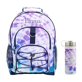 Purple Navy Laguna Tie-Dye Backpack &amp; Slim Water Bottle Bundle