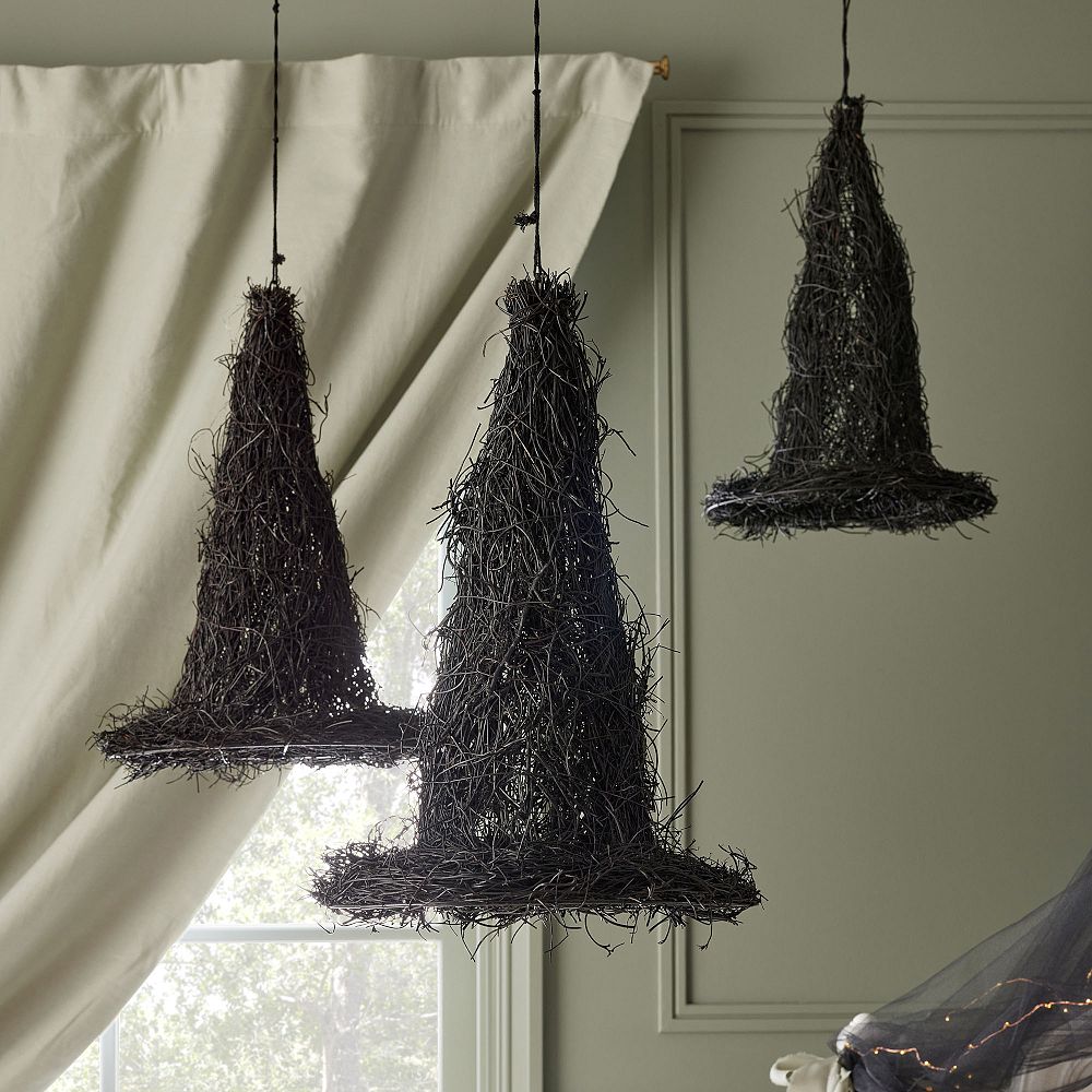 Black Vine Floating Witch Hats - Set of 3