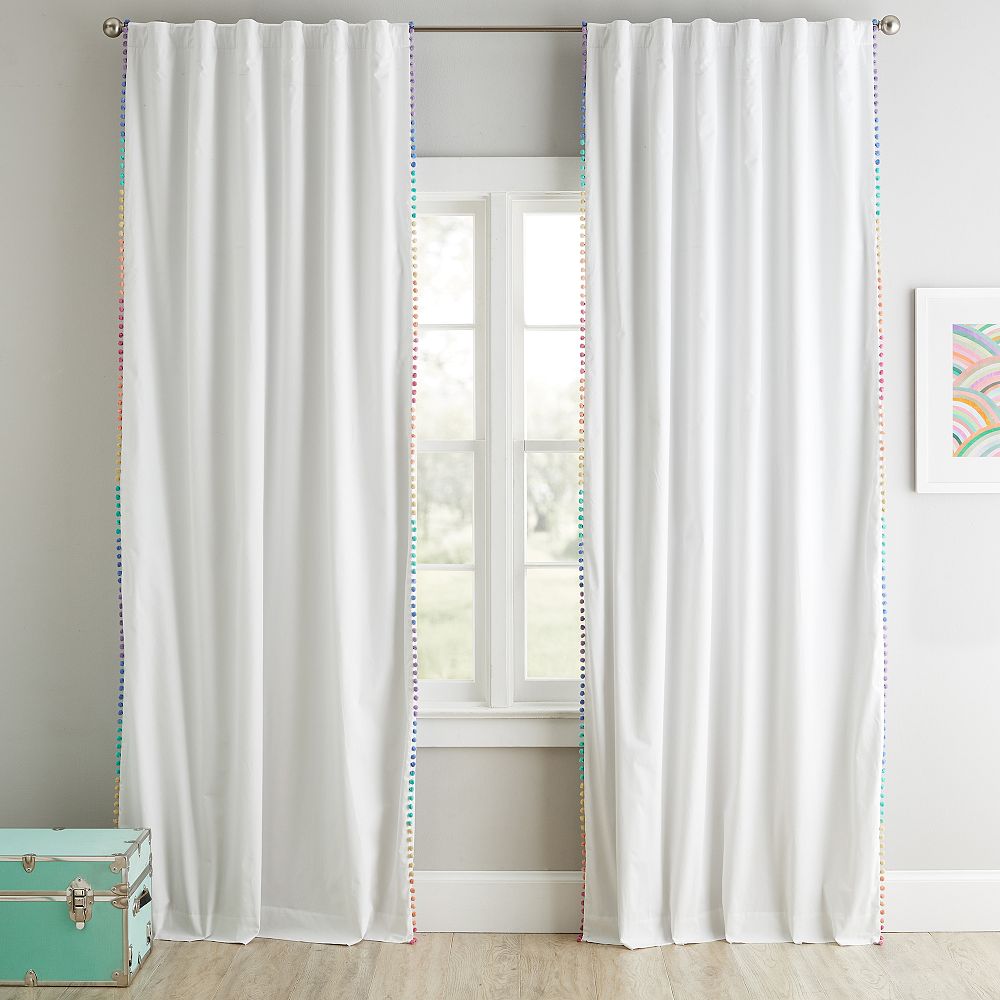 Rainbow Ombre Pom Pom Blackout Curtain 