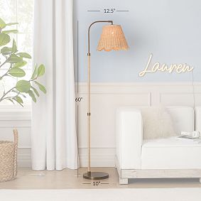 Emery Scallop Rattan Floor Lamp (60&quot;)