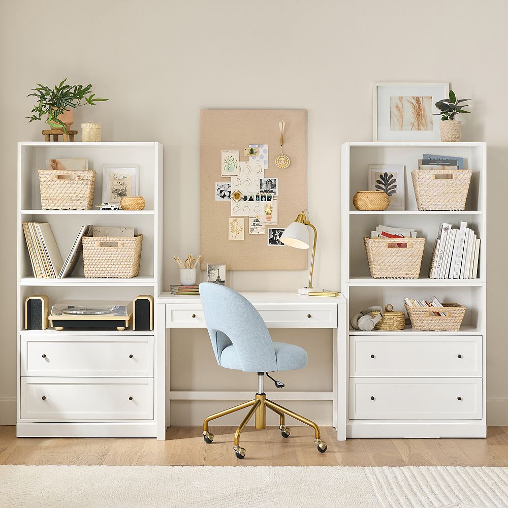 Stack Me Up Writing Desk &amp; Bookcase with Cubbies and Drawers Set (100&quot;)