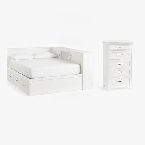 Hampton Corner Storage Bed &amp; 5-Drawer Tall Dresser Set