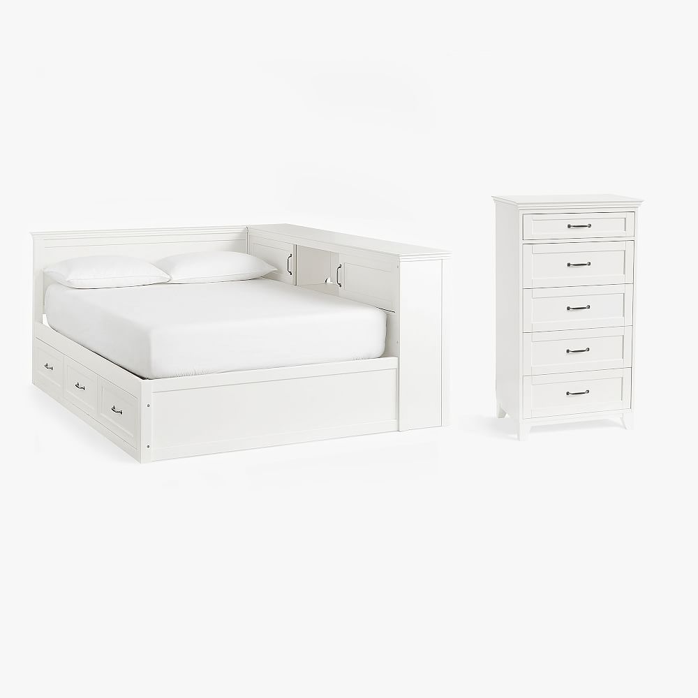 Hampton Corner Storage Bed &amp; 5-Drawer Tall Dresser Set