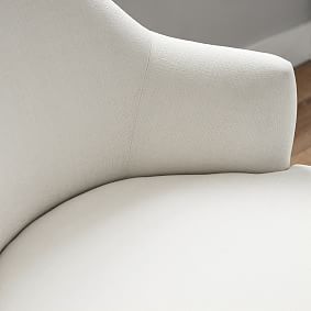 Chenille Plain Weave Washed Ivory Pleated Desk Chair