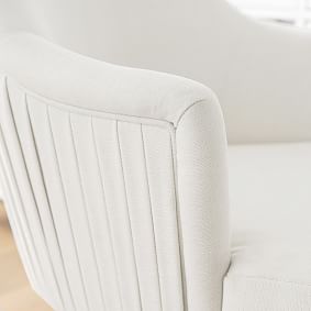 Chenille Plain Weave Washed Ivory Pleated Desk Chair