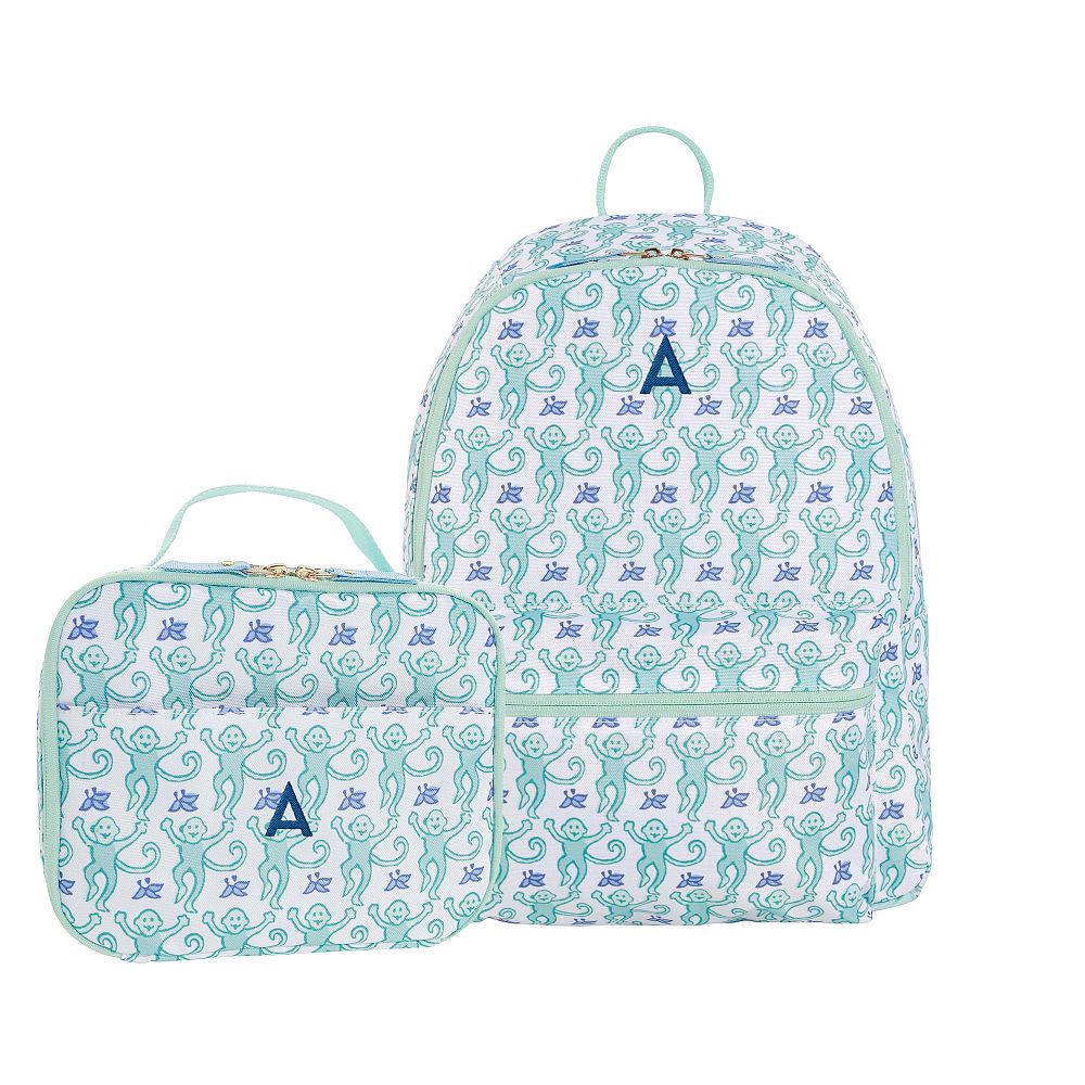 Colby Roller Rabbit Teal Monkey Backpack &amp; Cold Pack Lunch Box Bundle
