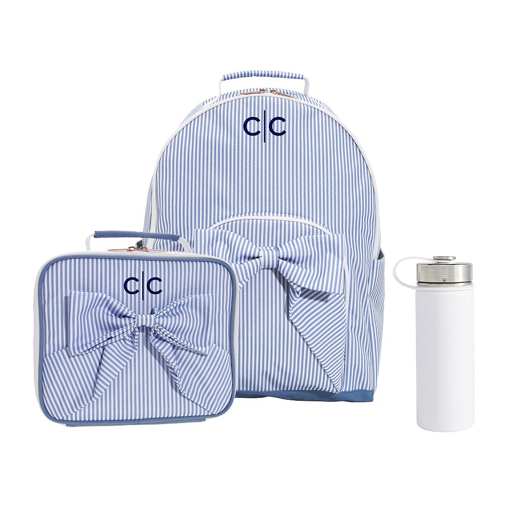 Gear-Up Le Petit Blue Bow Backpack &amp; Cold Pack Lunch Bundle, Set of 3