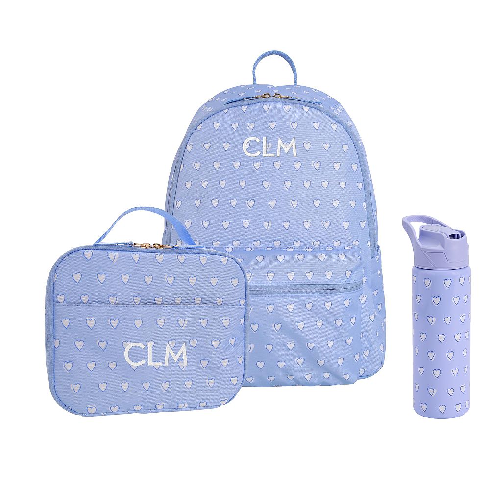 Colby Roller Rabbit Blue Hearts Backpack &amp; Cold Pack Lunch Bundle, Set of 3