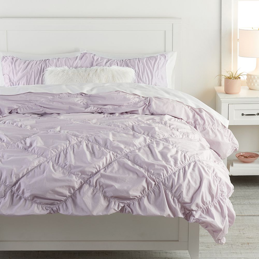 Ruched Diamond Organic Duvet Cover