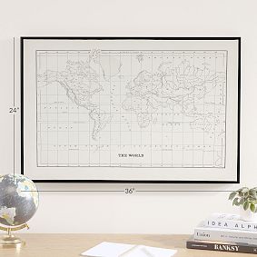 World Map Framed Canvas
