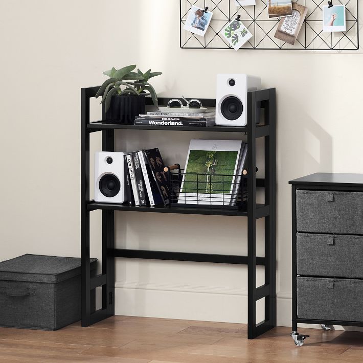 Dorm Foldable Wooden Desk Hutch (28