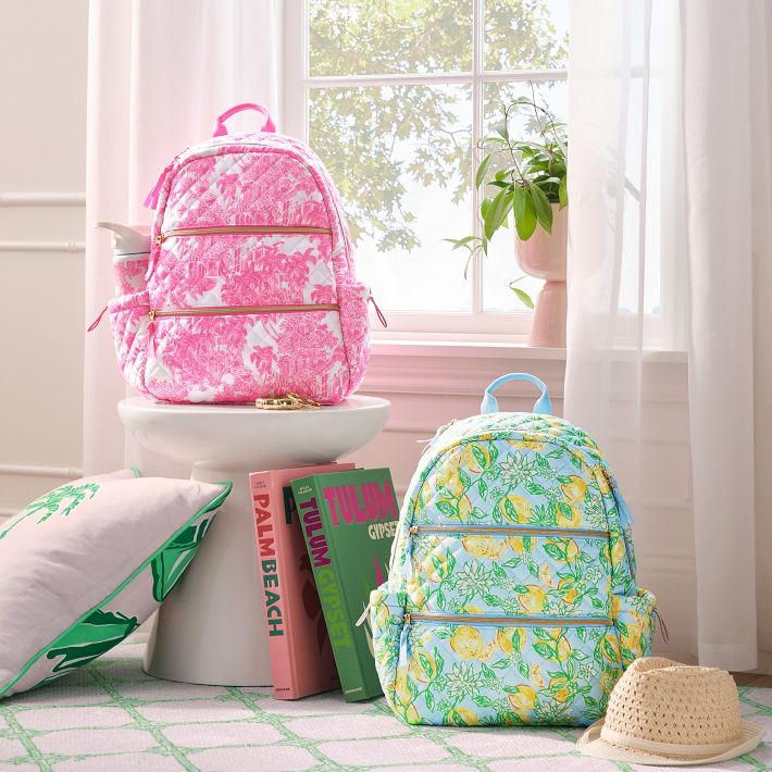 Lilly Pulitzer Quilted Make Lemonade Backpack & Water Bottle