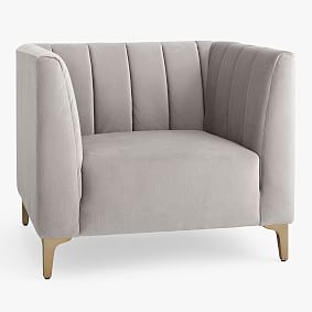 Lustre Velvet Light Gray Avalon Lounge Chair