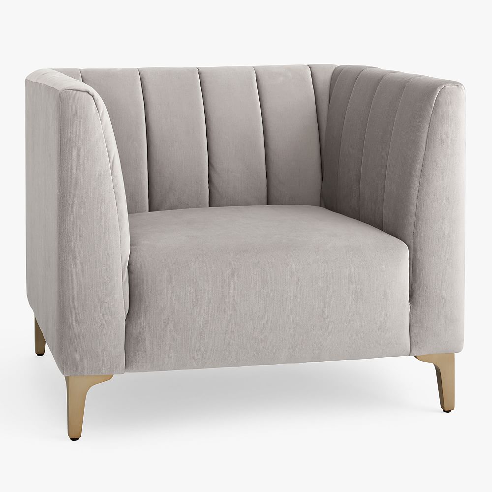 Lustre Velvet Light Gray Avalon Lounge Chair