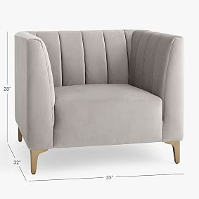 Lustre Velvet Light Gray Avalon Lounge Chair