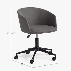 Classic Plain Weave Scoop Swivel Desk Chair - Charcoal