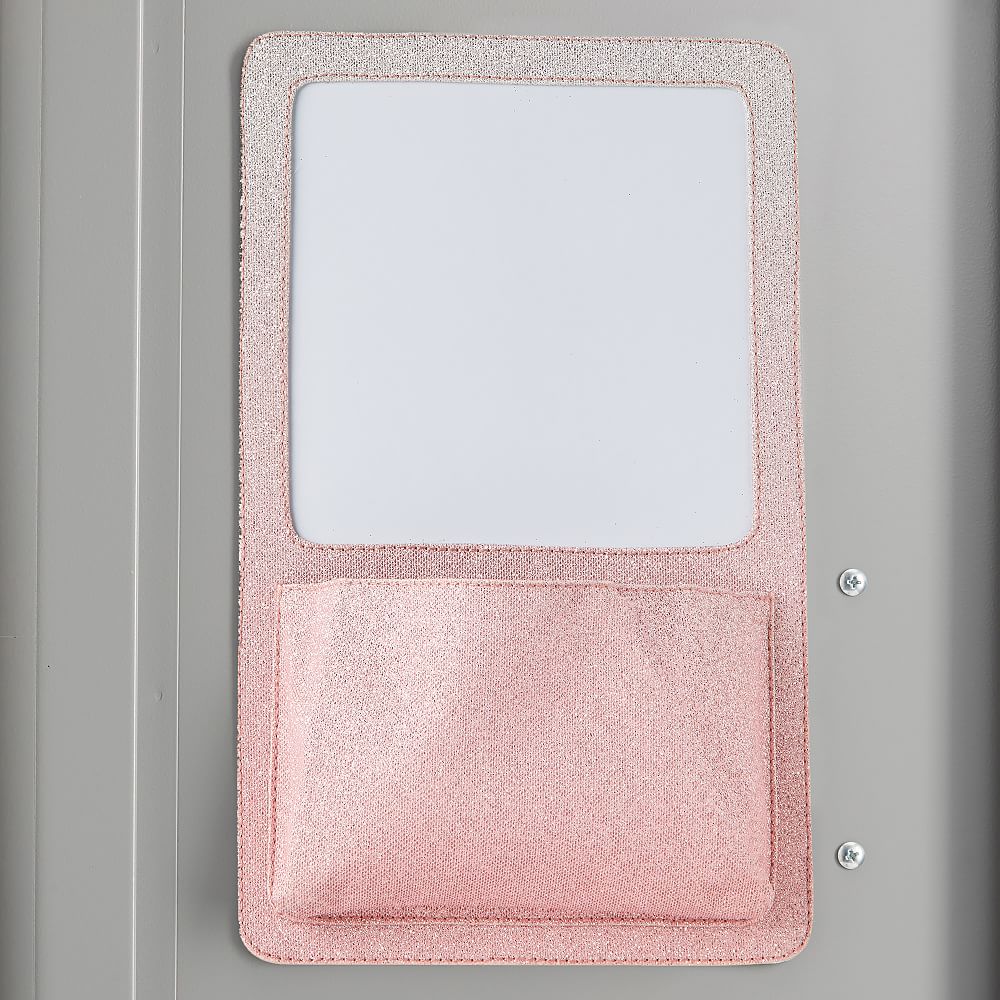 Blush Ombre Glitter Fabric Locker Pocket With Dry Erase